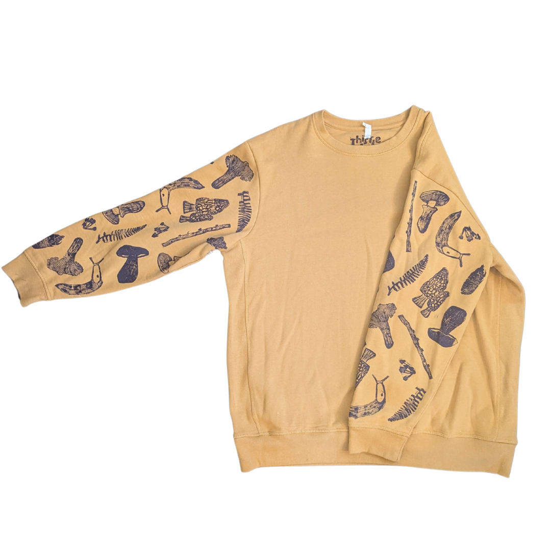 Forest Floor Block-printed Sleeve Crewneck