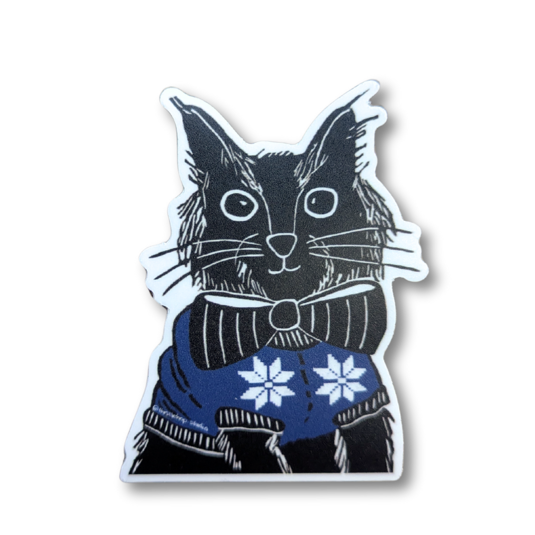 Sweater Cat Sticker - Die Cut Vinyl