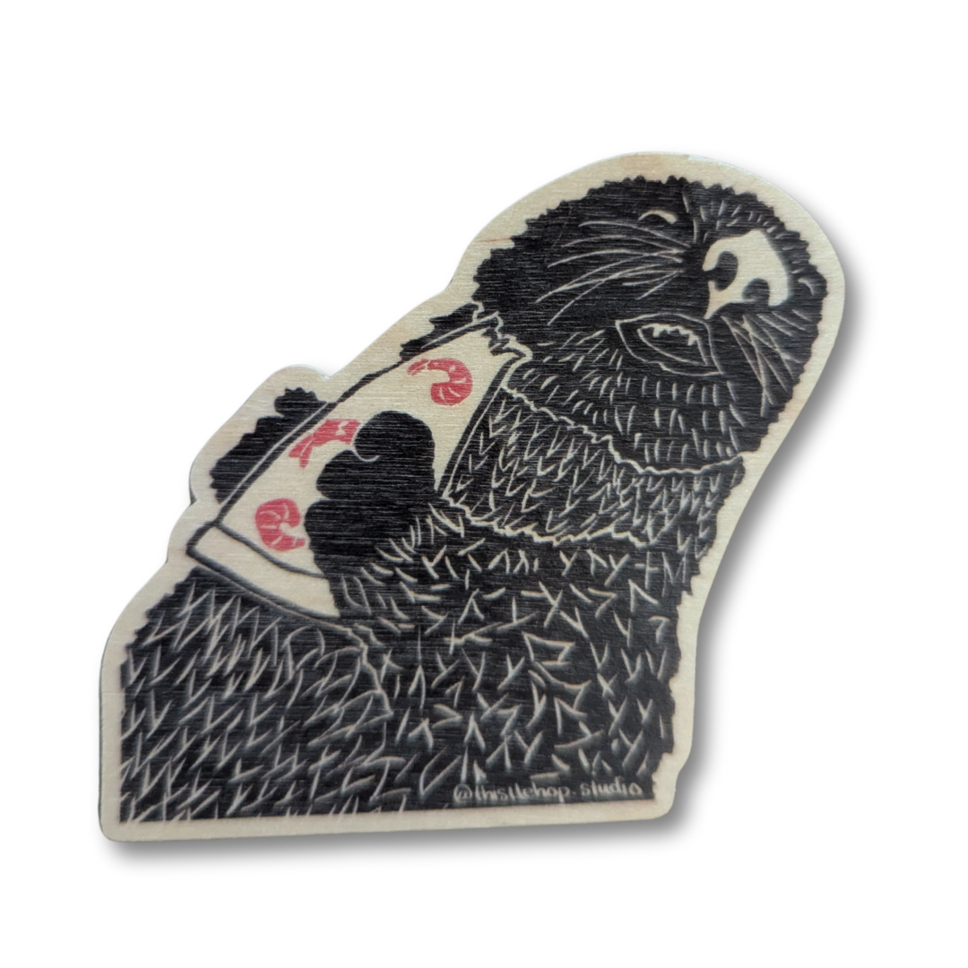 Pizza Otter Sticker - Die Cut Wood