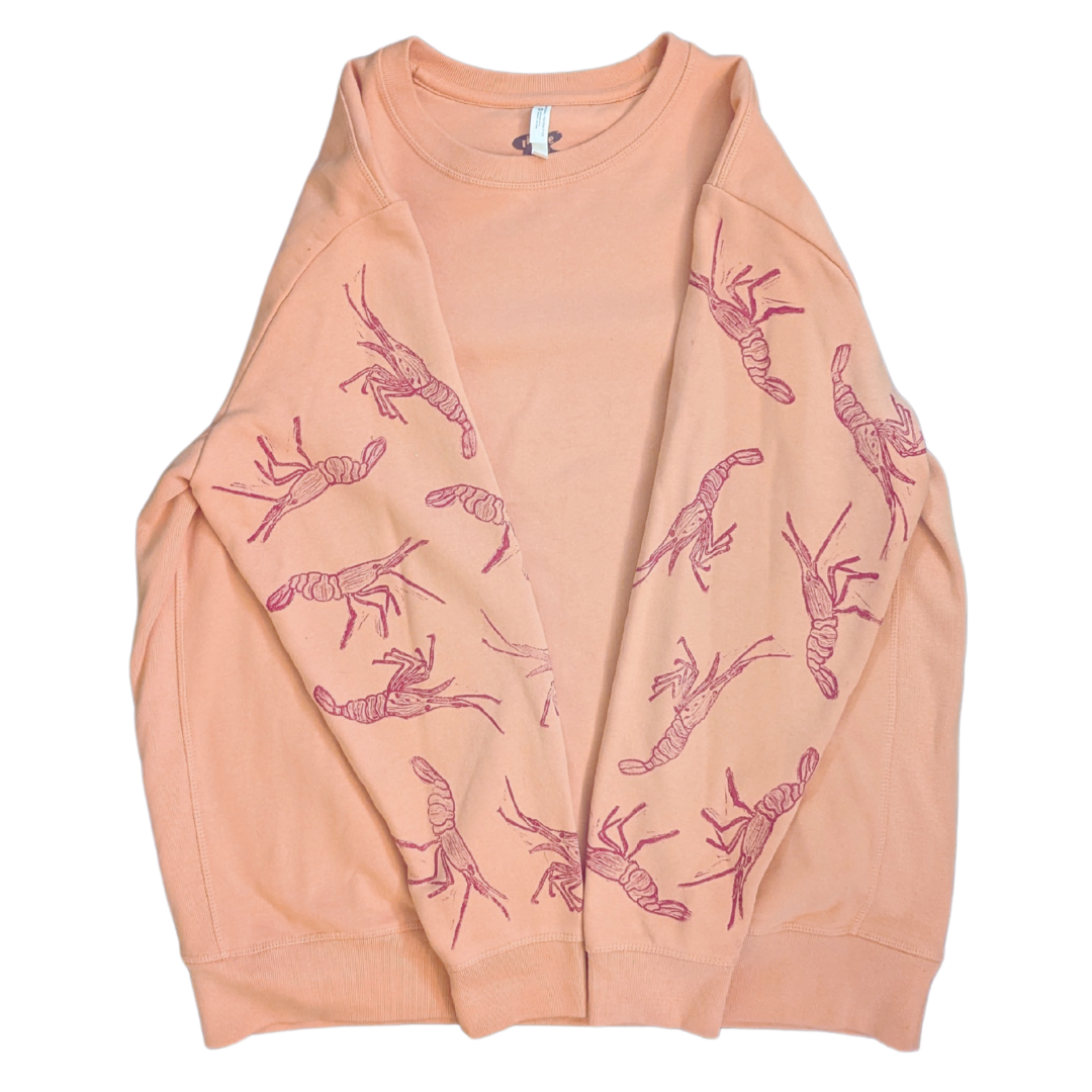 Shrimp Block-printed Sleeve Crewneck