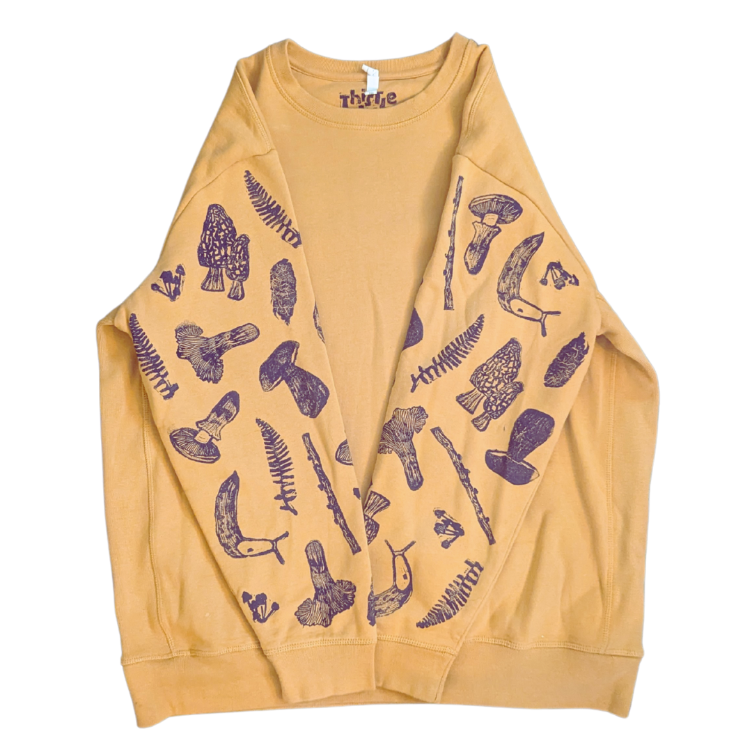 Forest Floor Block-printed Sleeve Crewneck