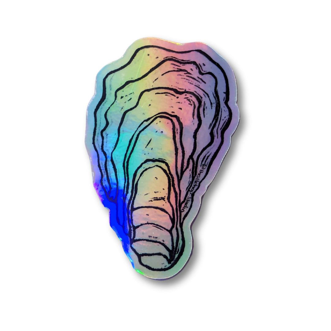 Oyster Shell Sticker - Die Cut Holographic
