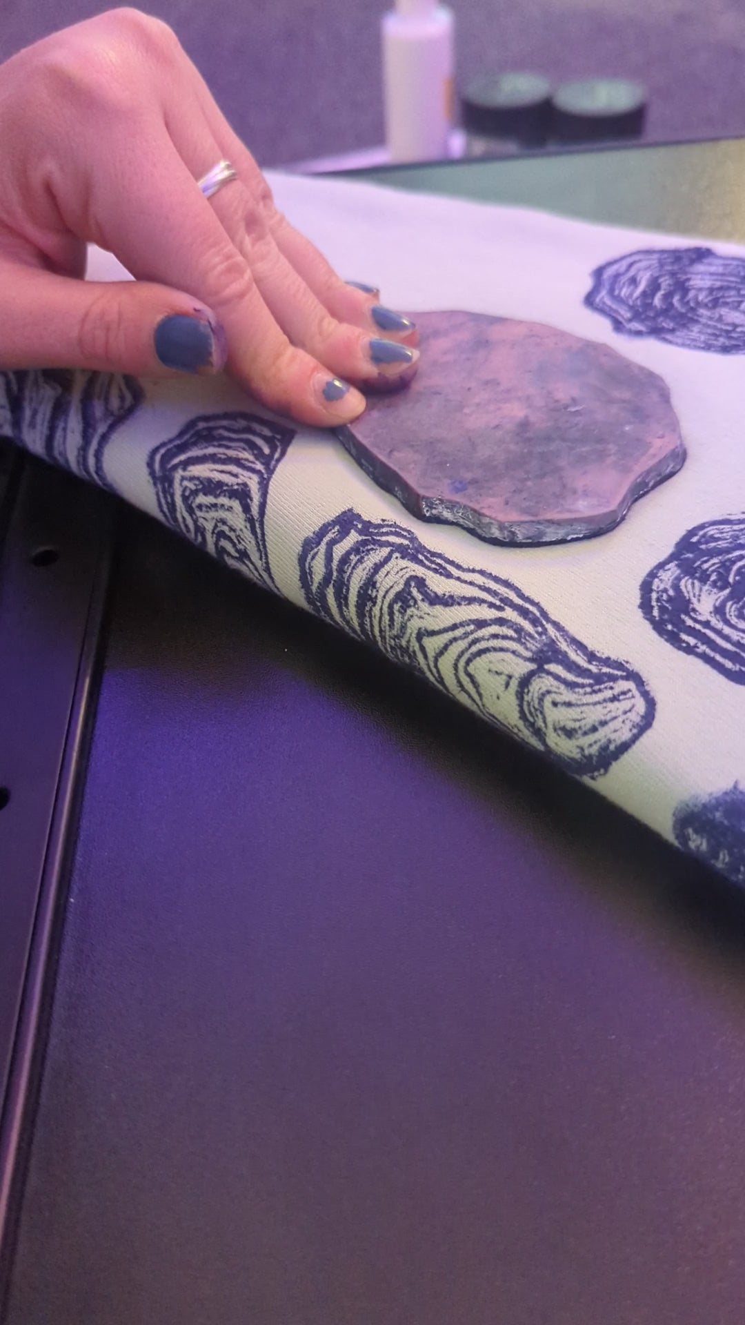 Oyster Shell Block-printed Sleeve Crewneck