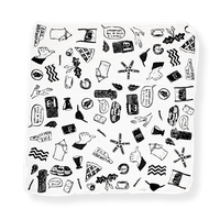 Give Yourself a Present – Hand-Stamped Organic Cotton Bandana (White/Black)