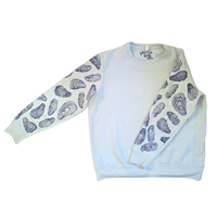 Oyster Shell Block-printed Sleeve Crewneck