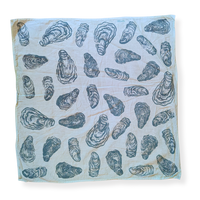 Oyster Shell – Hand Stamped Organic Cotton Bandana (Pale Blue/Dusty Green)