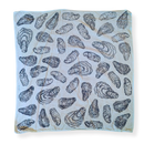 Oyster Shell – Hand Stamped Organic Cotton Bandana (Pale Blue/Dark Green)