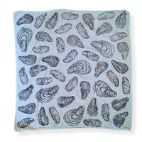 Oyster Shell – Hand Stamped Organic Cotton Bandana (Pale Blue/Dark Green)