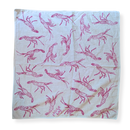 Shrimp - Hand Stamped Organic Cotton Bandana (Pale Blue/Magenta)