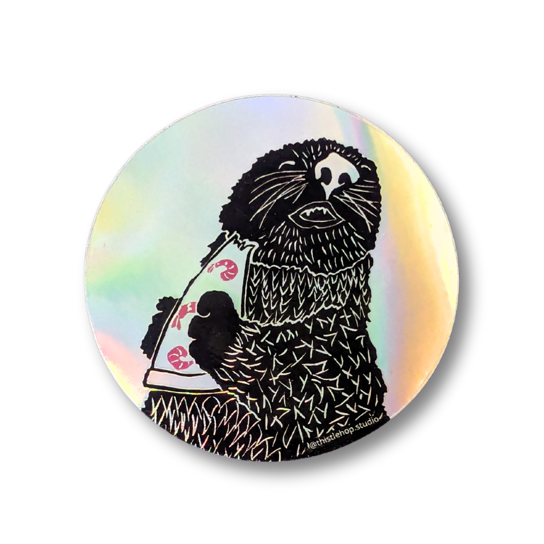 Pizza Otter Sticker - Circle Holographic