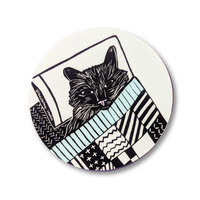 Cozy Kitty Sticker - Circle Vinyl