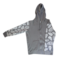 Oyster Shell Block-printed Sleeve Zip-up Hoodie