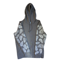Oyster Shell Block-printed Sleeve Zip-up Hoodie