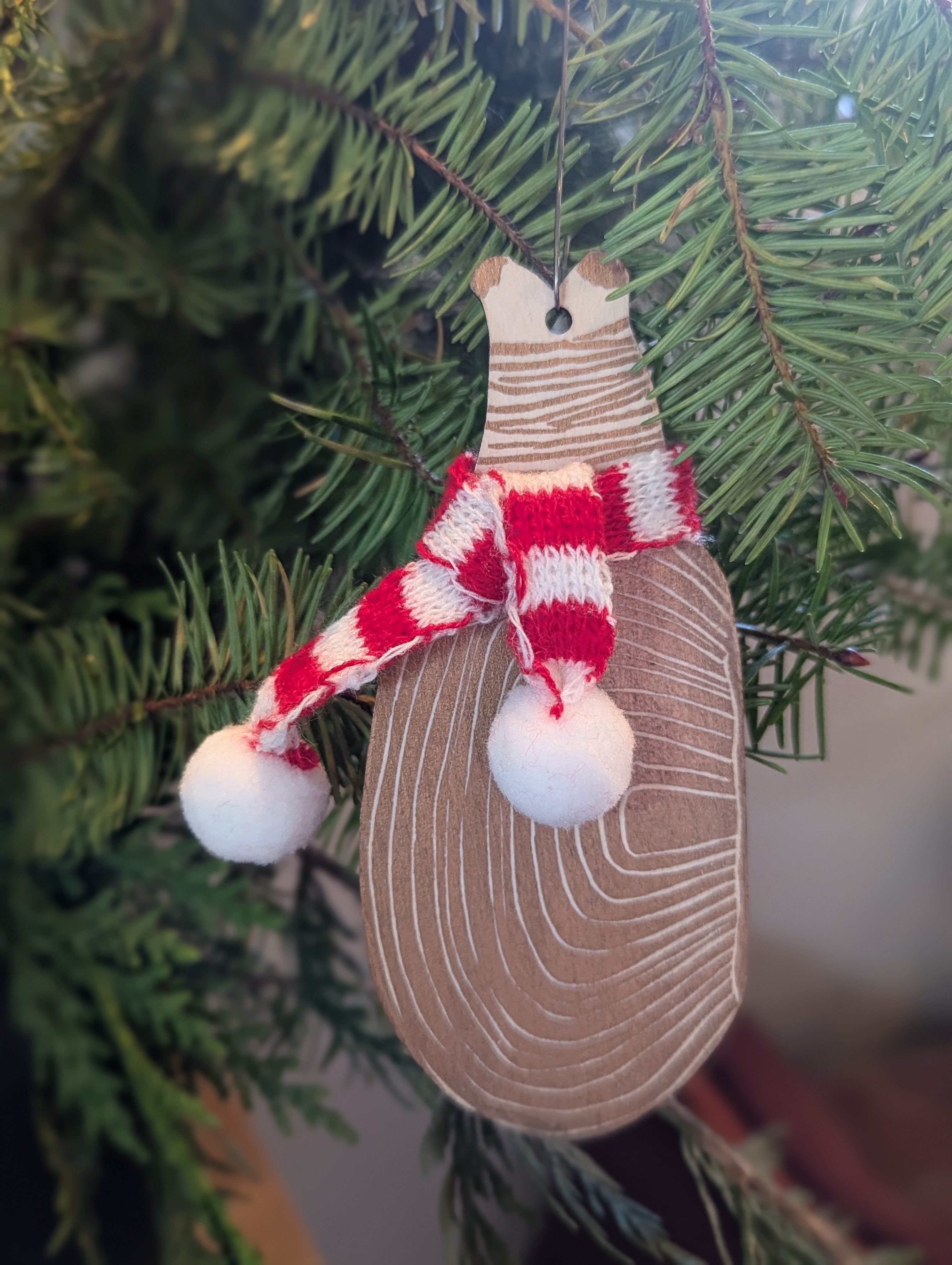 Razor Clam Wearing Scarf Ornament