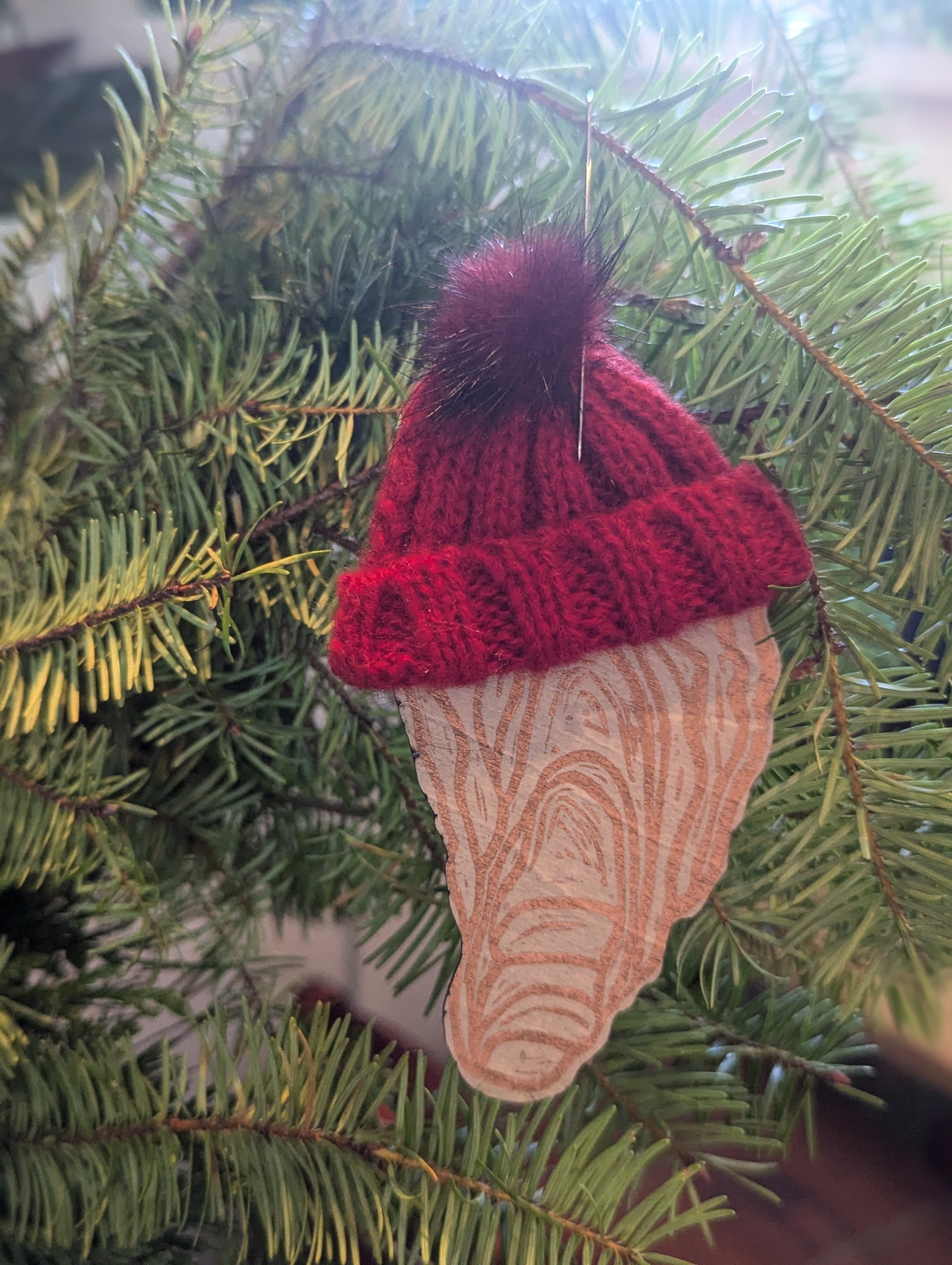 Oyster Shell Wearing Beanie Ornament