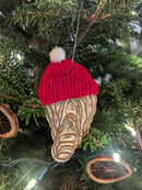 Oyster Shell Wearing Beanie Ornament