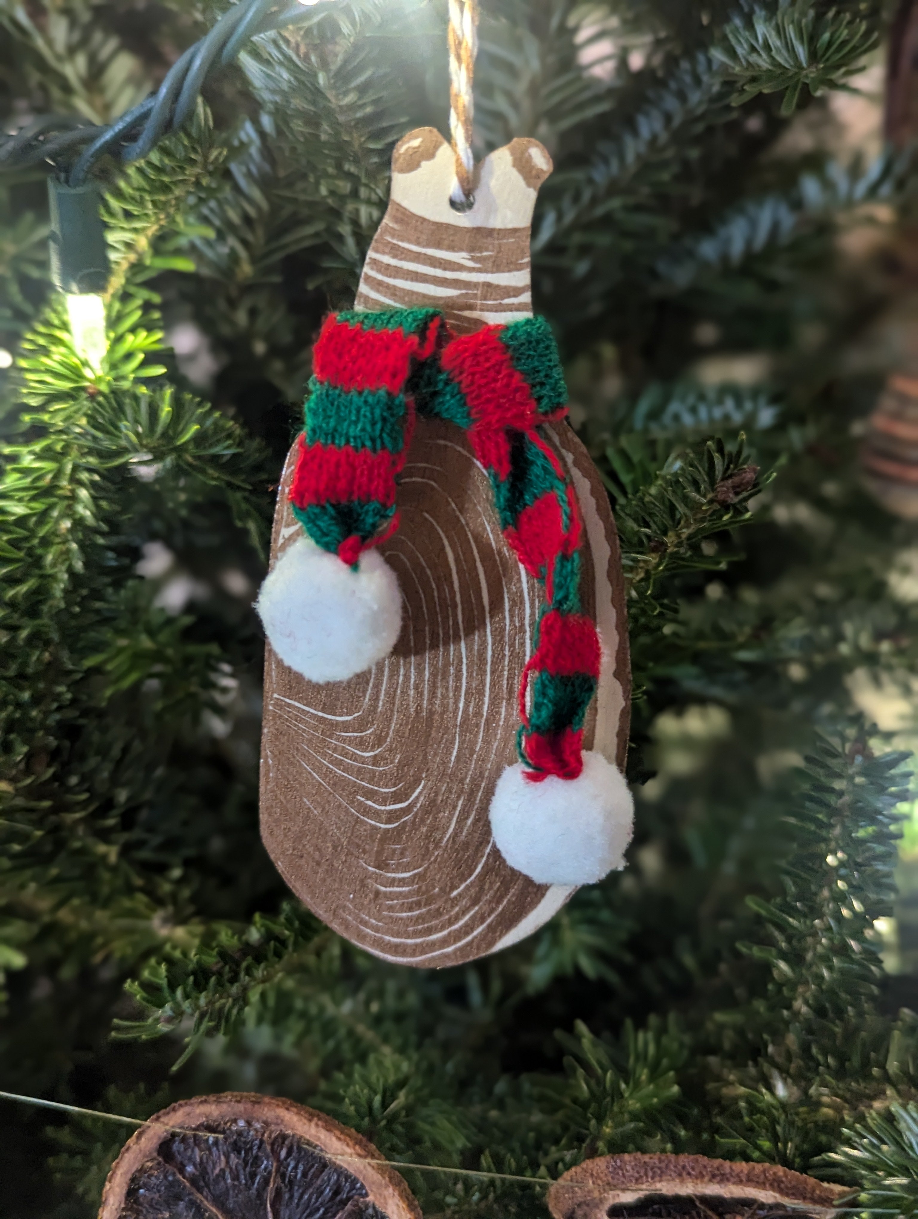 Razor Clam Wearing Scarf Ornament