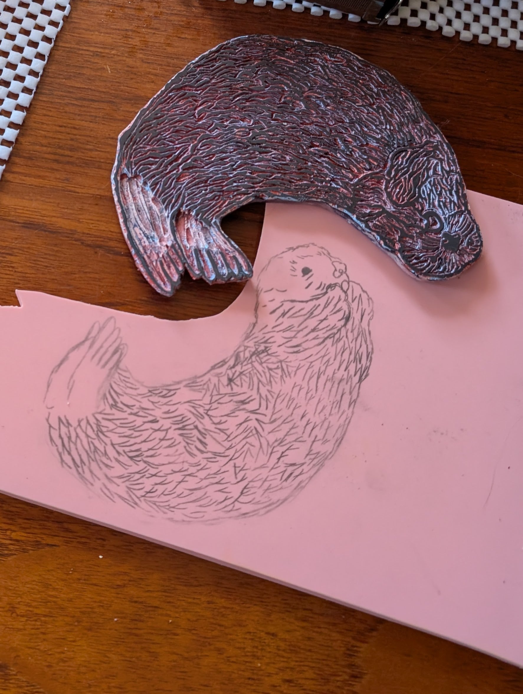 Floating Gossip Otters Print