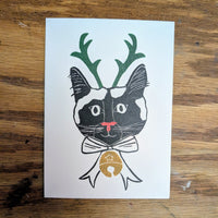 Reindeer Cat Greeting Card