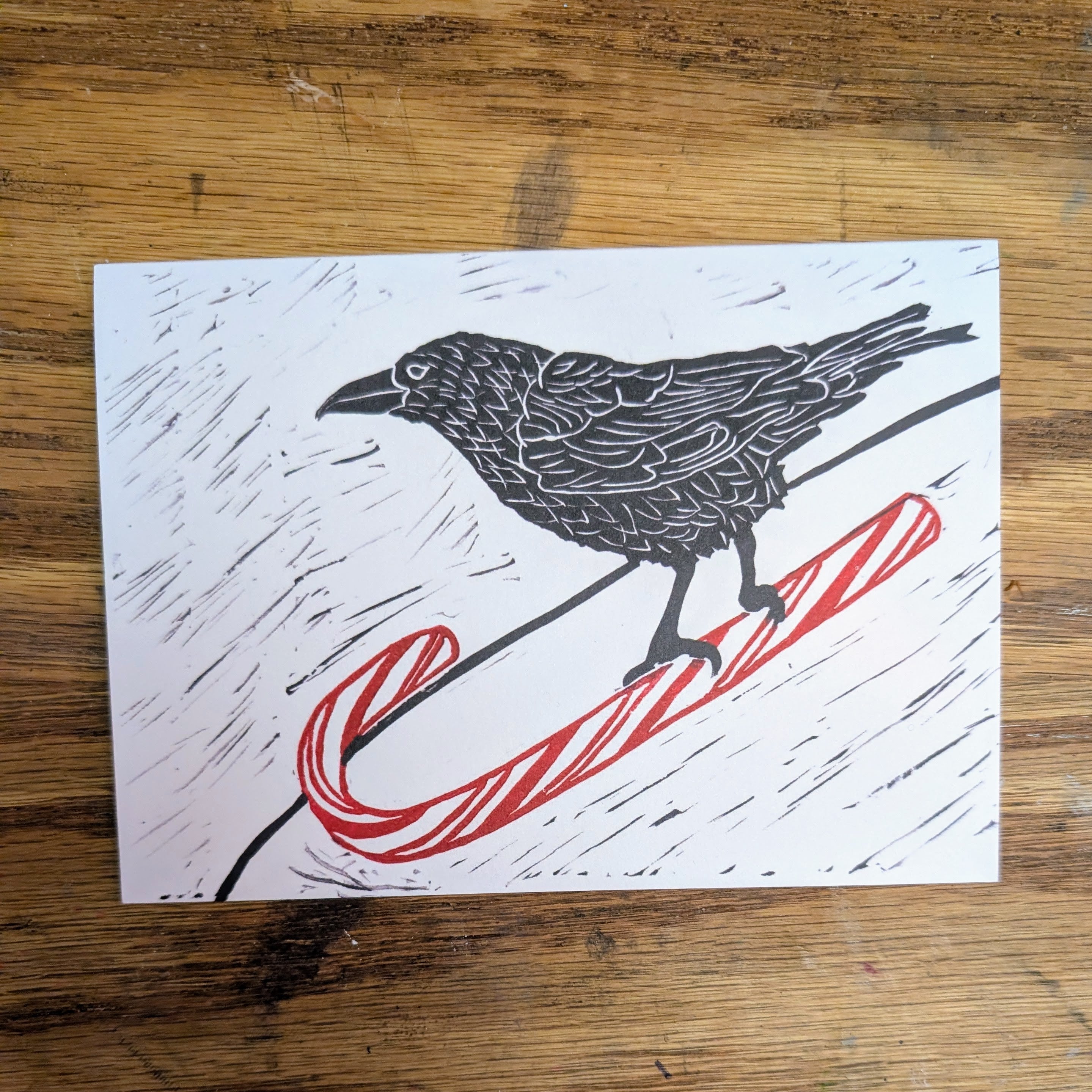 Sledding Crow Greeting Card