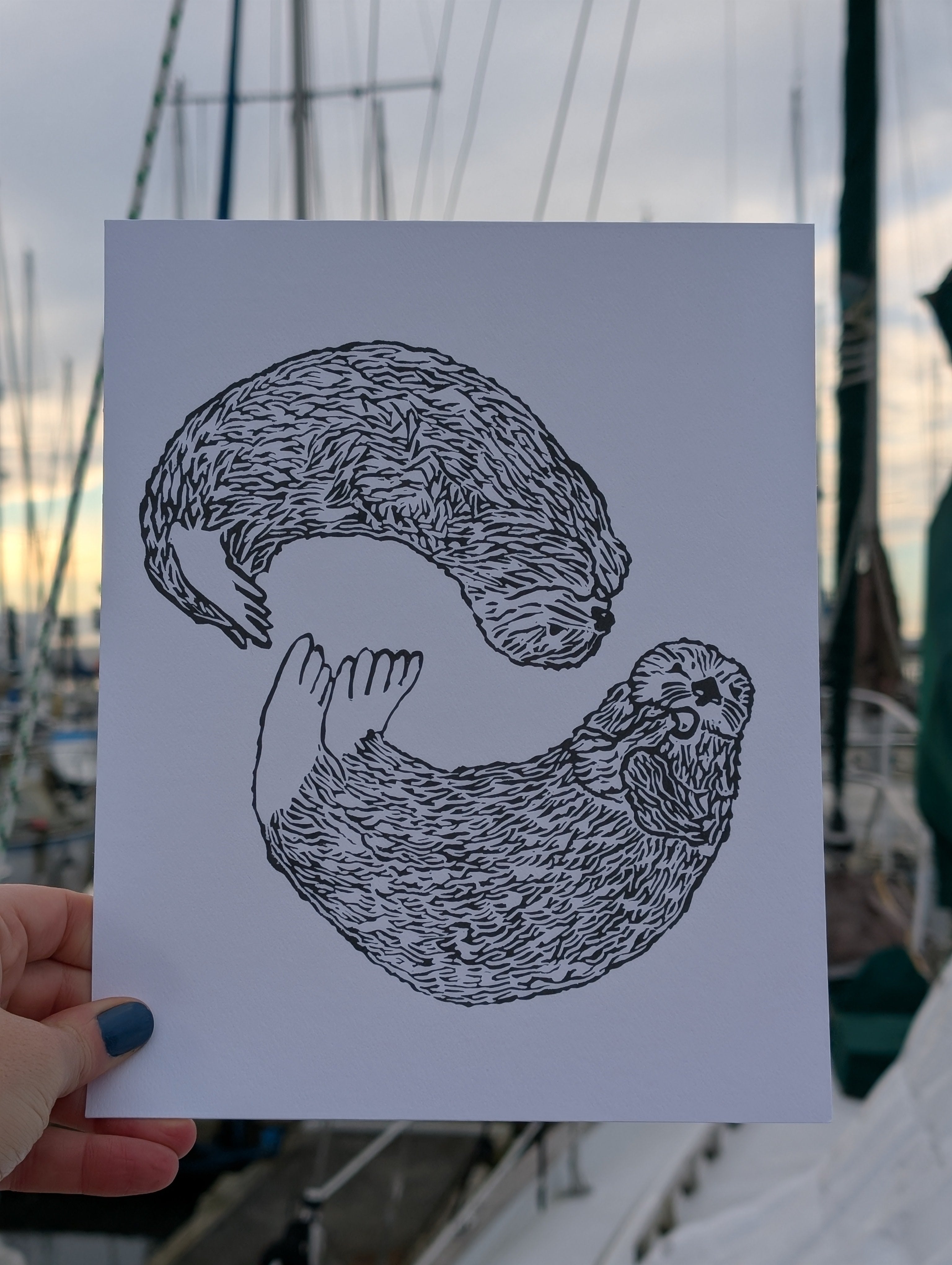 Gossip Otters Print