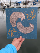 Floating Gossip Otters Print