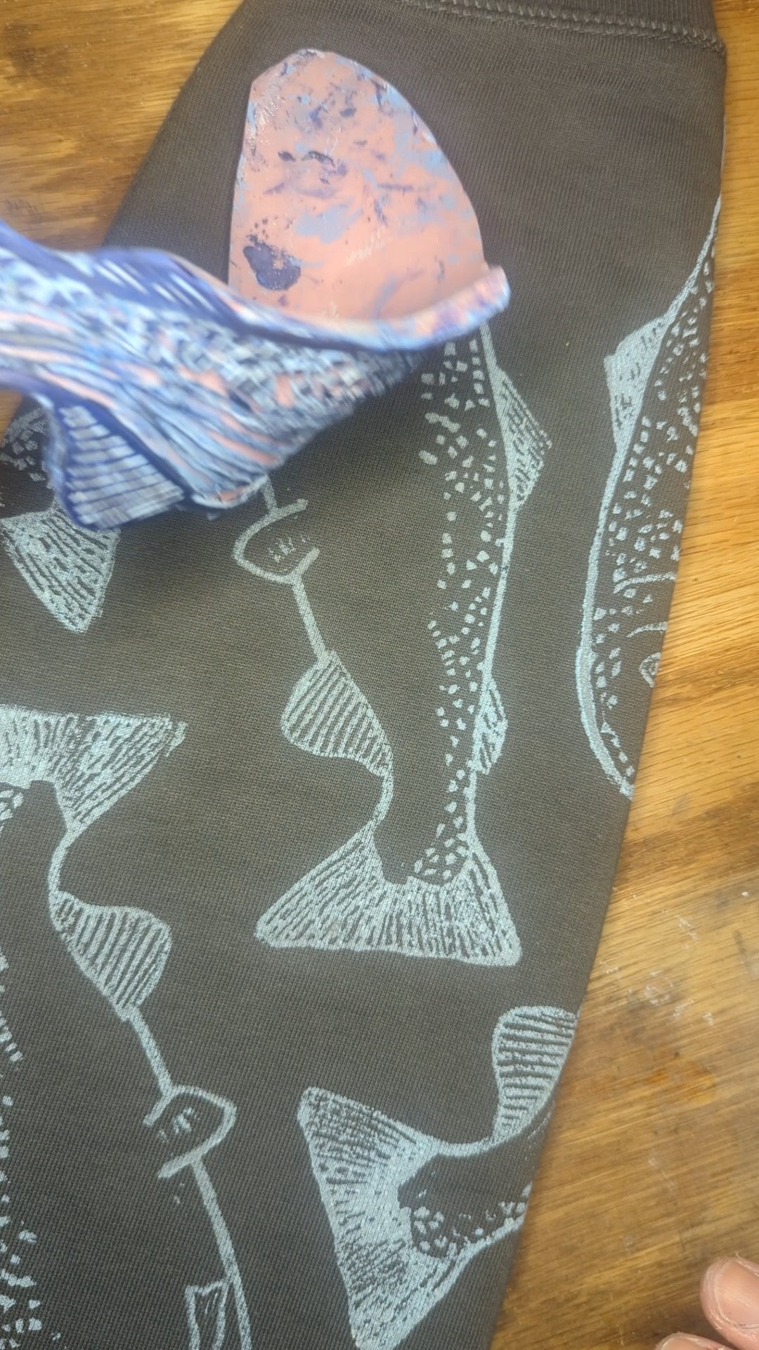 Salmon Run Block-printed Crewneck